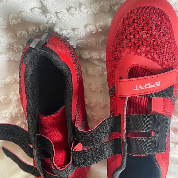 Red Cycling Shoes with Black Accents, size 48/14, worn twice, peloton pedals - Picture 5 of 10